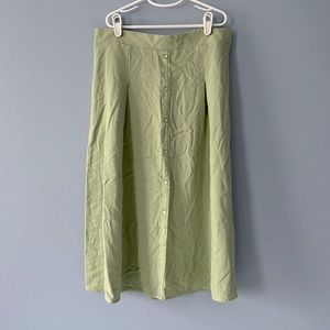 Sage Green Linen Calf Length Skirt